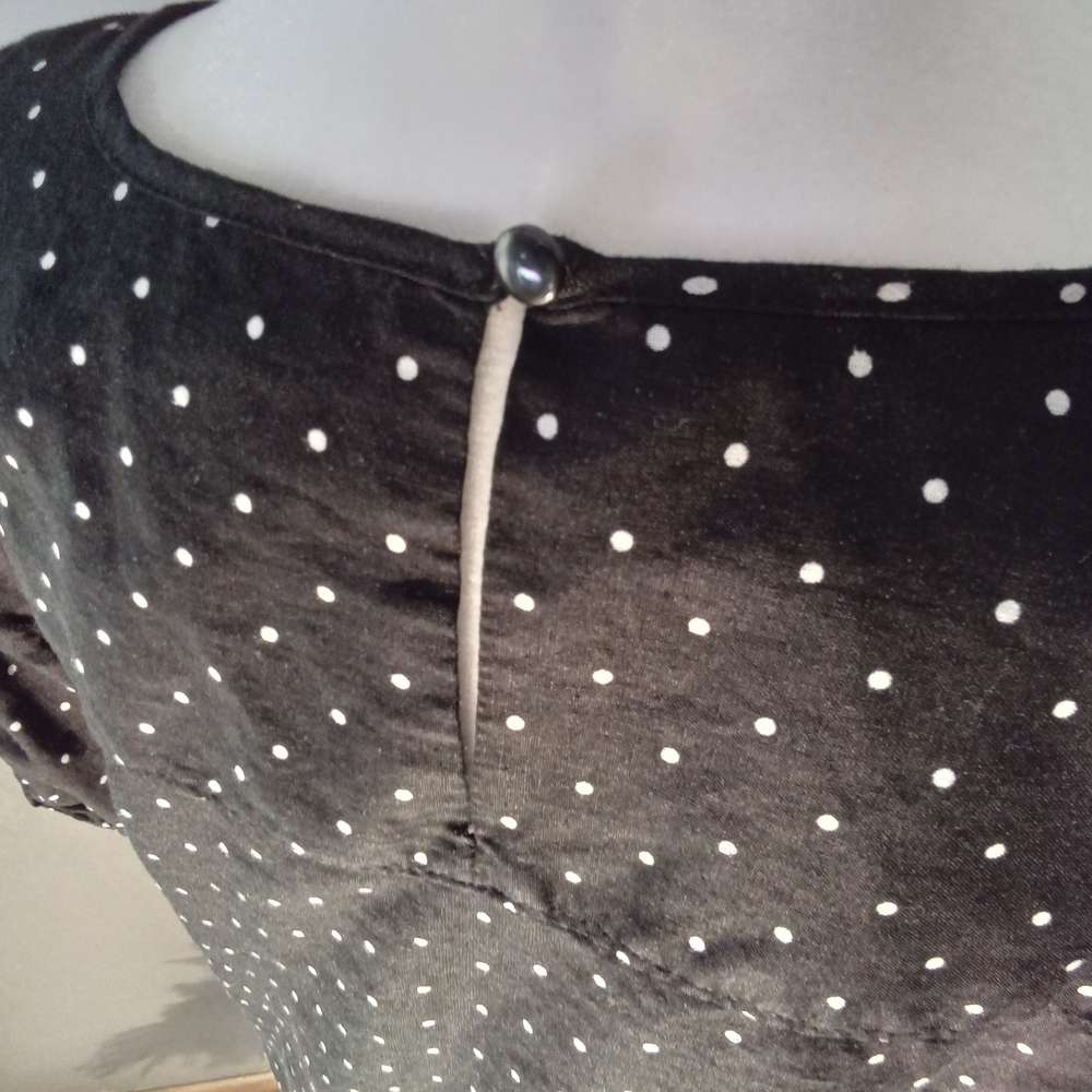 Worthington Black Polka Dot Puff-Sleeve Blouse - Picture 3 of 7